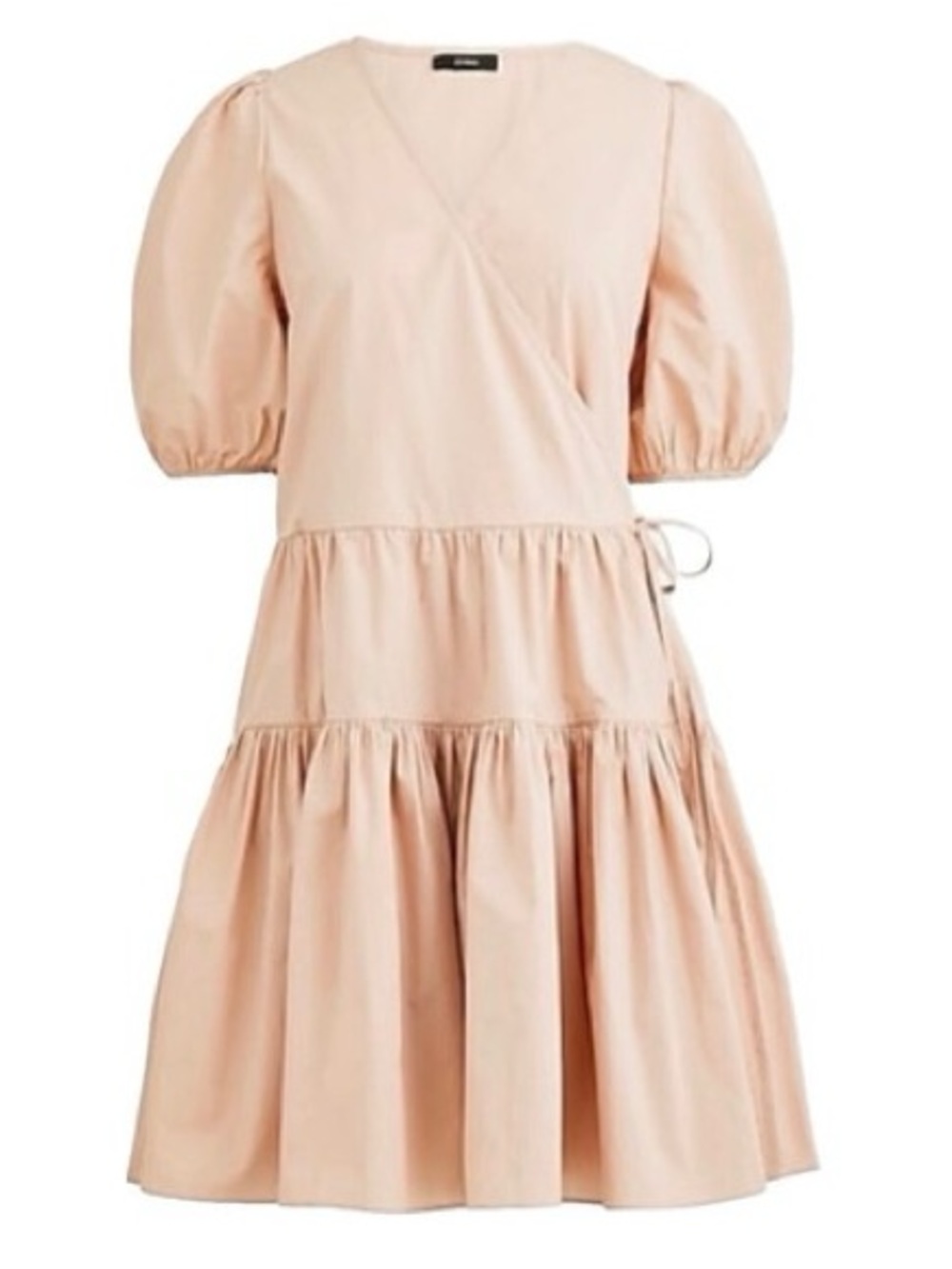 J. Crew Blush Puff-Sleeve Tiered Wrap Midi Dress